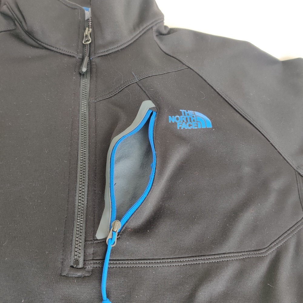 The North Face Men's 1/4‎ Zip Black Blue Trim Pullover Medium Athletic Sweater - Picture 10 of 16